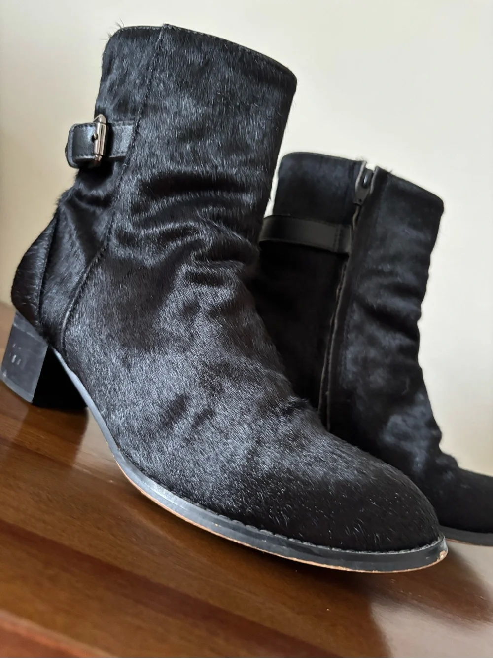 Alexander Wang Black Mid-Calf Buckle Haircalf Ankle Boots